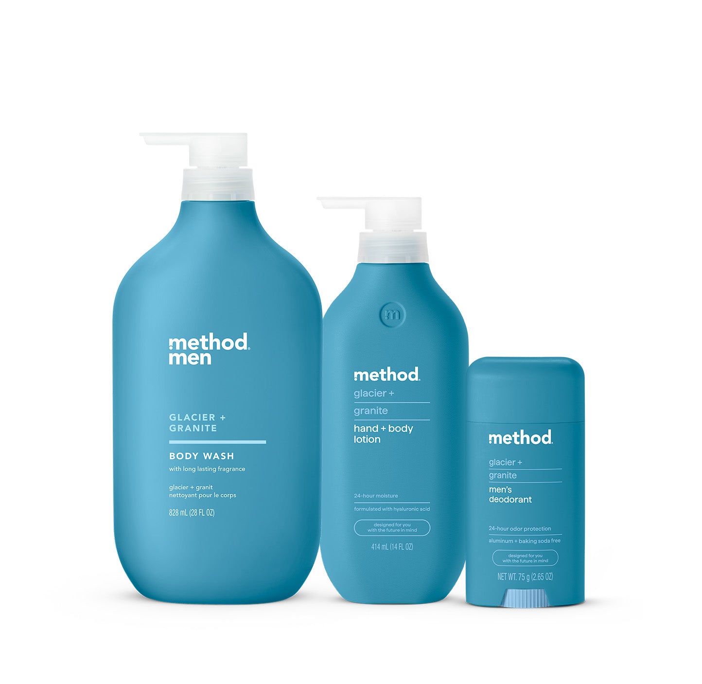 men bundle - glacier + granite. 44.65 oz.