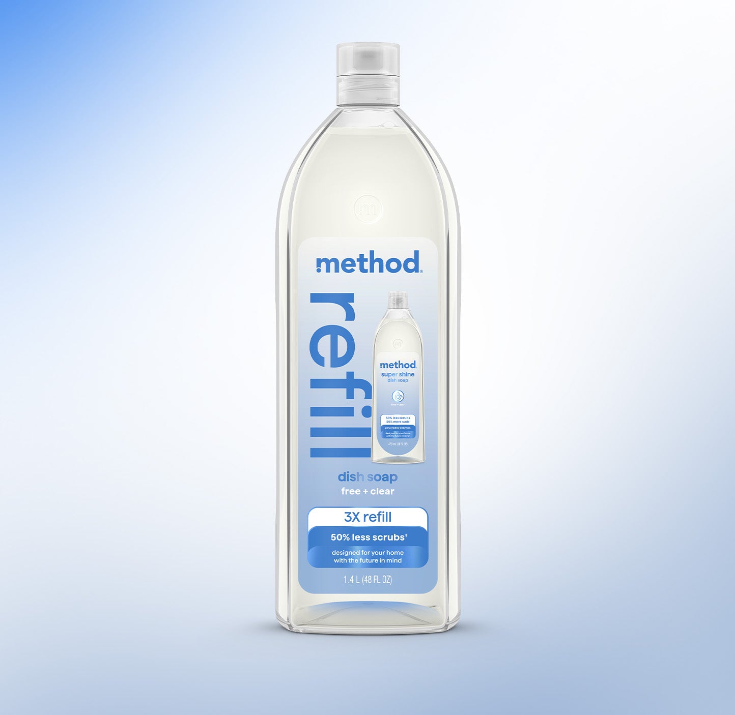 super shine liquid dish soap refill - free + clear. 48 fl oz - Image 2