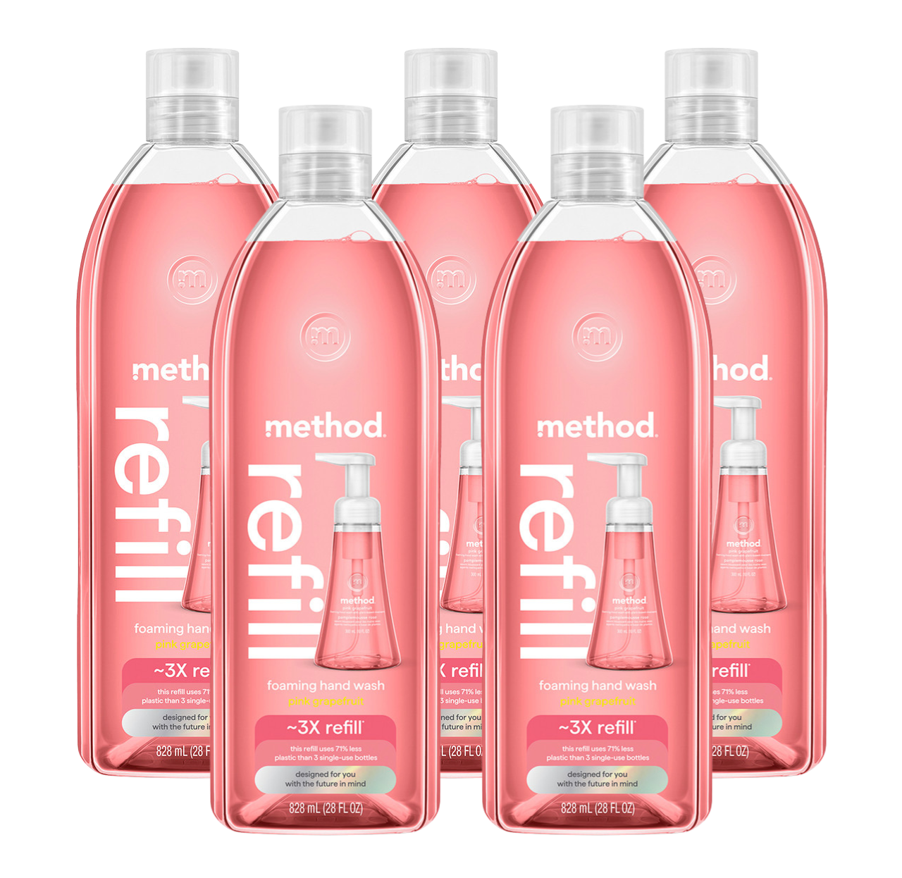 pink grapefruit foaming hand wash refill 5-count bundle. 140 fl oz
