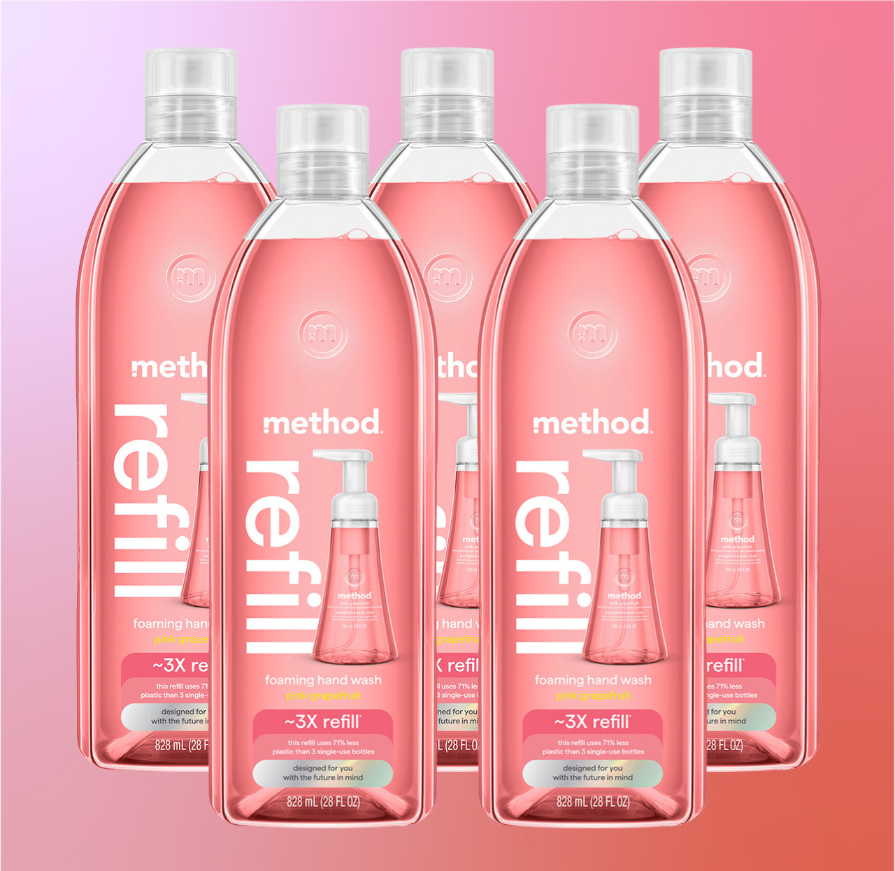 pink grapefruit foaming hand wash refill 5-count bundle. 140 fl oz - Image 2