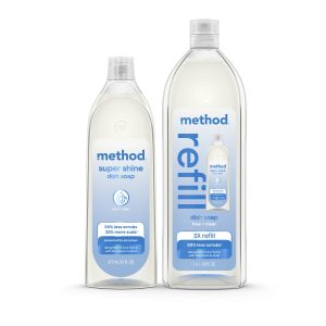 super shine liquid dish soap starter set - free + clear. 64 fl oz