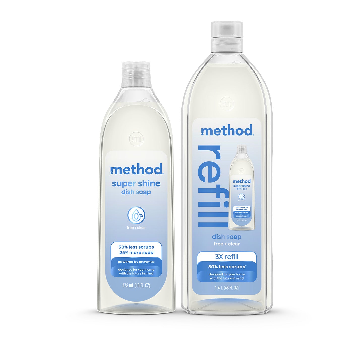 super shine liquid dish soap starter set - free + clear. 64 fl oz