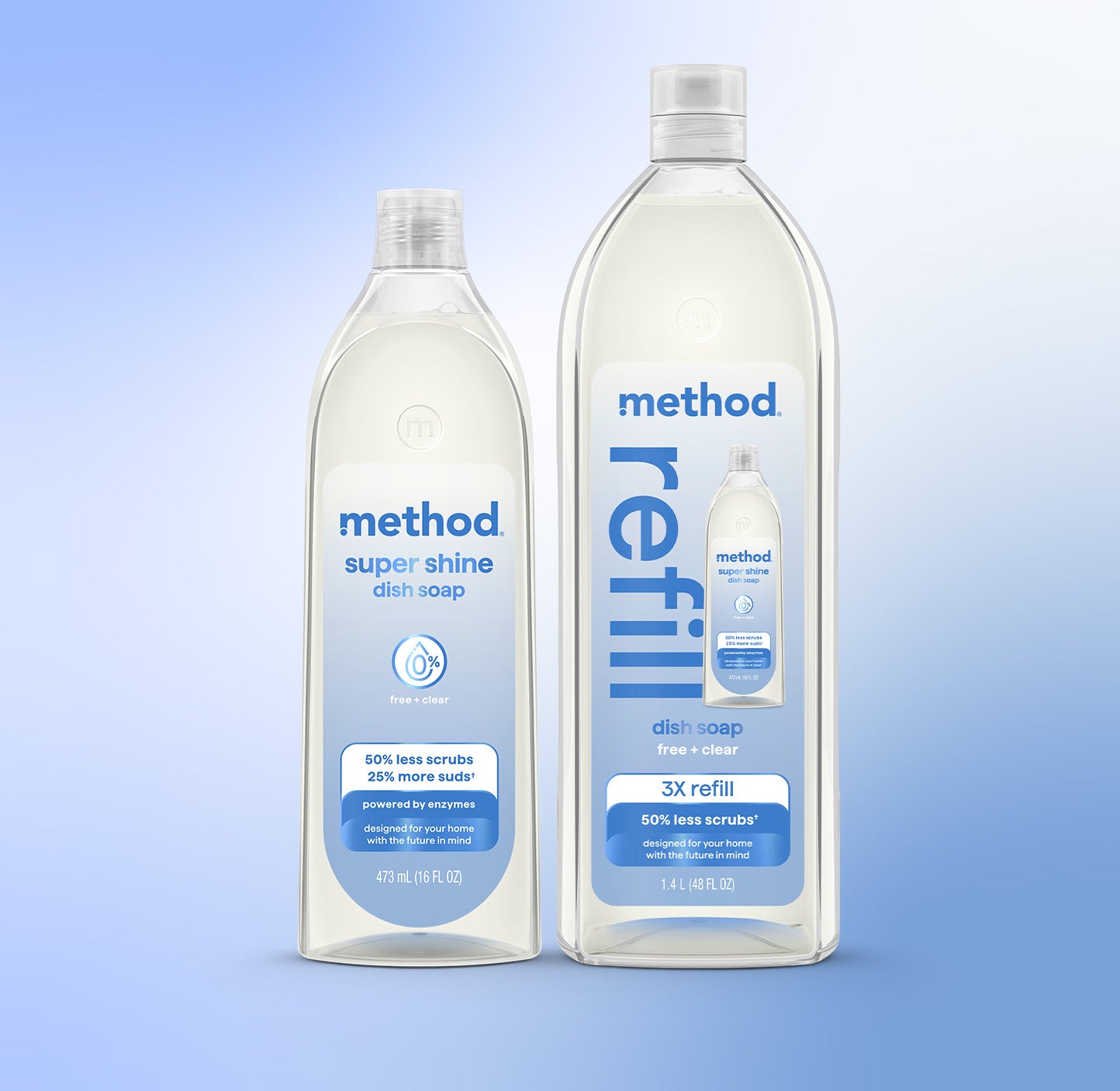 super shine liquid dish soap starter set - free + clear. 64 fl oz - Image 2