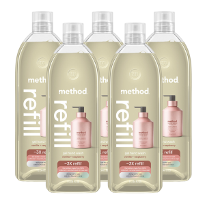 vanilla + raspberry gel hand wash refill 5-count bundle. 170 fl oz