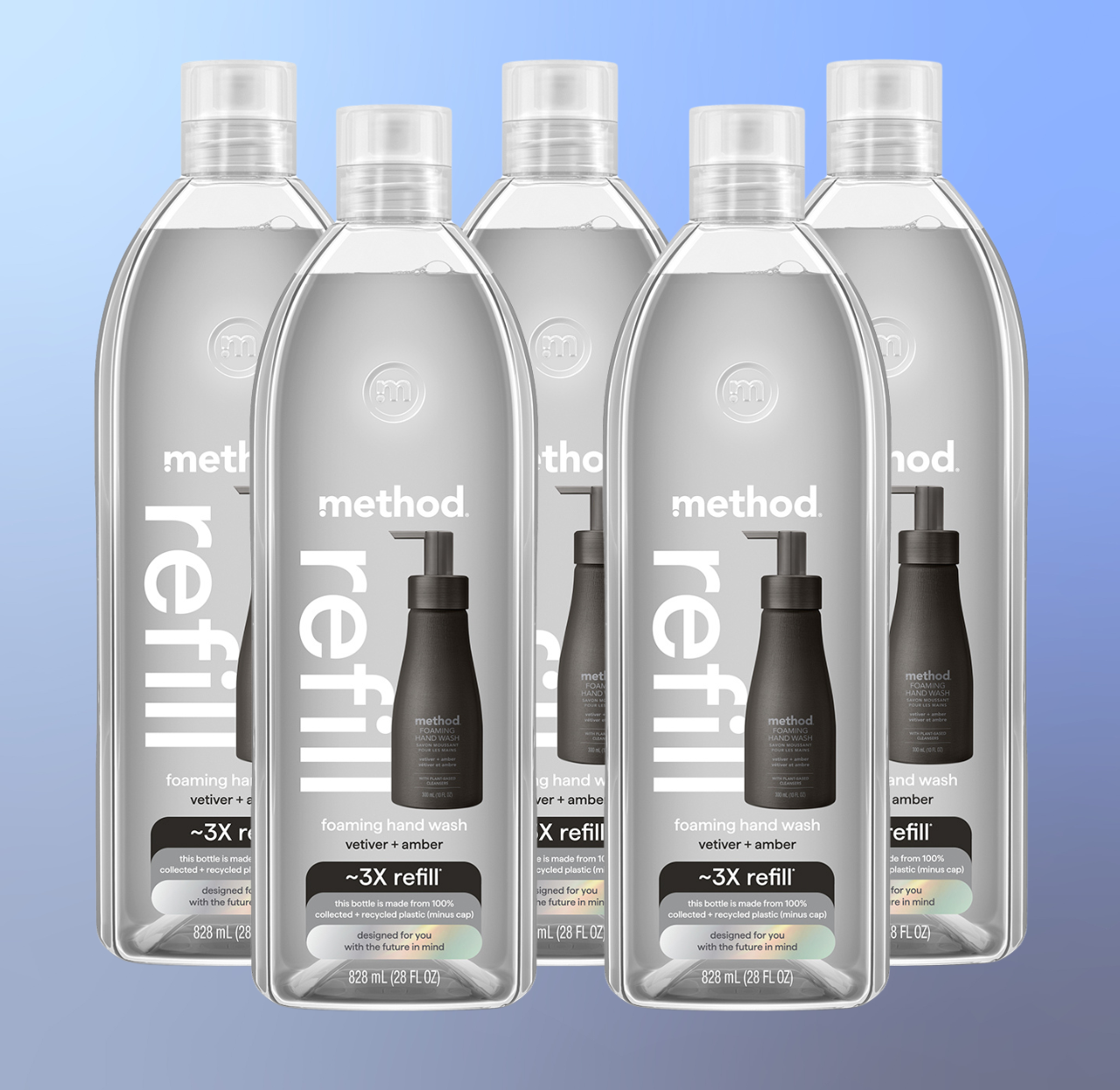 vetiver + amber foaming hand wash refill 5-count bundle. 140 fl oz - Image 2